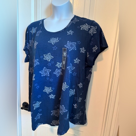 NWT Style & Co Women's Cotton Printed Navy Star Print Scoop-Neck Top, Sz XXL - Picture 5 of 9